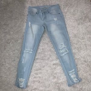 Ripped low rise jeans